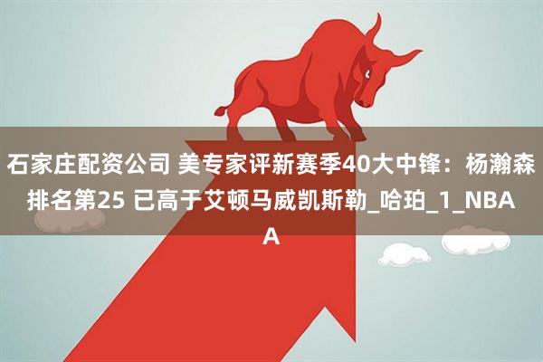 石家庄配资公司 美专家评新赛季40大中锋：杨瀚森排名第25 已高于艾顿马威凯斯勒_哈珀_1_NBA